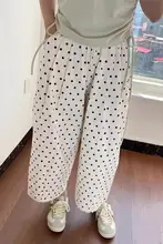 レディース 夏用ドット柄ワイドパンツ【フィット・9分丈・大きいサイズ】