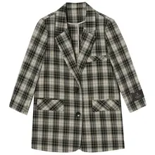 ツイード風チェック柄テーラードジャケット【シングルボタン・女性用】