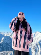 ストライプデザインのフード付きスノースーツ【男女兼用・アウトドア・防水・保温】