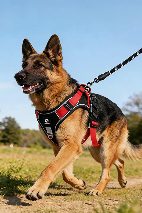 大型犬用 防爆型 ハーネス付きリード【中型犬・散歩用】