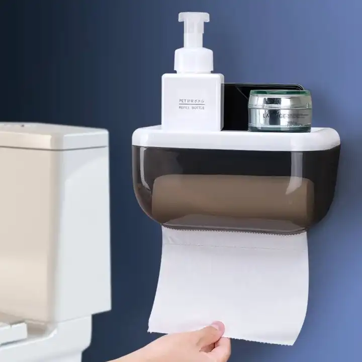 洗面所・トイレ用ペーパータオルボックス【カバー付き・シンプルデザイン・無痕】