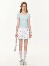 夏季アメリカンビンテージ風ハイウエストフレアスカート【星柄・ドット・女性用】