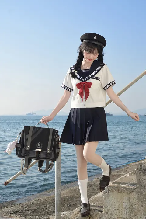 セーラー服 レディース 半袖 夏服 白三本 2点セット 本格派 トラディショナル