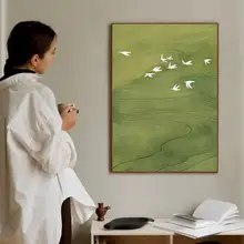 フランス風ビンテージ飛び鳥デスクトップアート【風景装飾・玄関用】