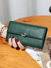 薄型ロングレザー財布【女性用・シンプルデザイン・大容量・スマホ収納可能】