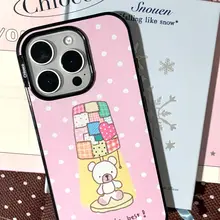 かわいいデザインのスタンドランプ【ベアモチーフ・ドット柄・黒枠】