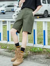 ミリタリーグリーン工装ショートパンツ【ゆったりフィット・夏用・カジュアル】（セットアップ対応）