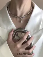 不規則な溶岩とパールのネックレス【ユニセックス・フェミニンスタイル・プチプラ】