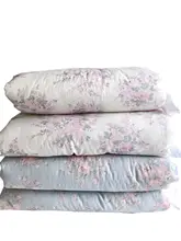 華やかな花柄フリル付きリネン春秋用かけ布団【フランス風デザイン・輸入製】