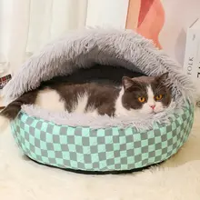 冬用暖かいペットキャットベッド【封閉式・加厚・四季通用】