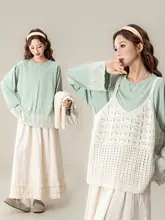 レースフリルニットキャミソール【重ね着対応・ゆったりシルエット・体型カバー】（セットアップ対応）