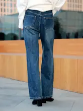 デニムパンツ 女性 冬新作 ゆったりデザイン カジュアル ストレートパンツ