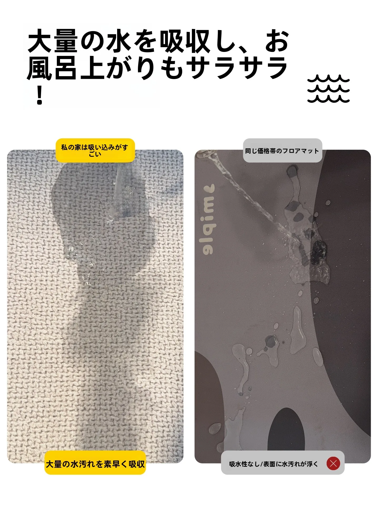 吸水性に優れた防滑バスマット：浴室での汚れ対策と安全性の実証