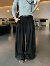 ブラックのフィットパンツ【高腰・ドレープデザイン・秋用】