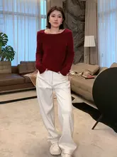 パンプキンフリースデニムパンツ【白・ハイウエスト・ワイドレッグ・カジュアル】（セットアップ対応）