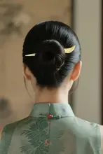 短丈デザインの中国風ヘアピン【小さめ・羊角スタイル・女性用】