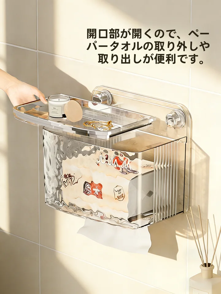 トイレ用壁掛け toilet paper holder【穴あけ不要・シンプルデザイン・収納ラック】