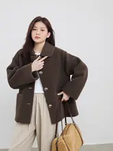 極上の柔らかさの羊羔絨コート【美拉德カラ―・春用・大きいサイズ・フード付き】（セットアップ対応）