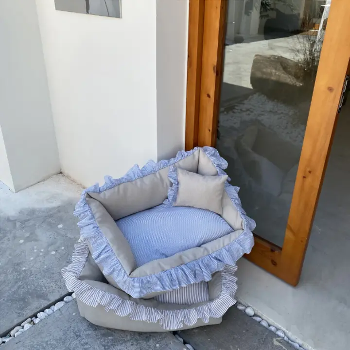 超大型 ペット 猫ベッド 犬ベッド 中小型犬 通年使用 洗える フリル付き 深い睡眠