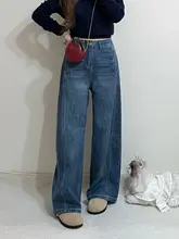 梨型体型に最適なワイドレッグデニムパンツ【ハイウエスト・ゆったりしたシルエット・ストレートデザイン】