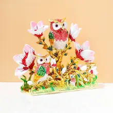 合金エナメルオウル名刺入れ【インテリア飾り・筆筒・招財】