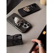JUEVES デスク用マグネットスマートフォンスタンド【ストロベリーデザイン・シルバー】