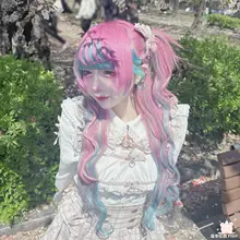 春季新作レースデザインのロリータ風ニットシャツ【ドロップ型・ベルト付き】