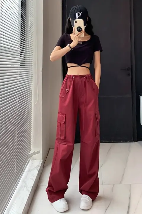 レディース ビンテージ風 ワークパンツ【秋用・ゆったりシルエット・ローレイズ・フレアデザイン】