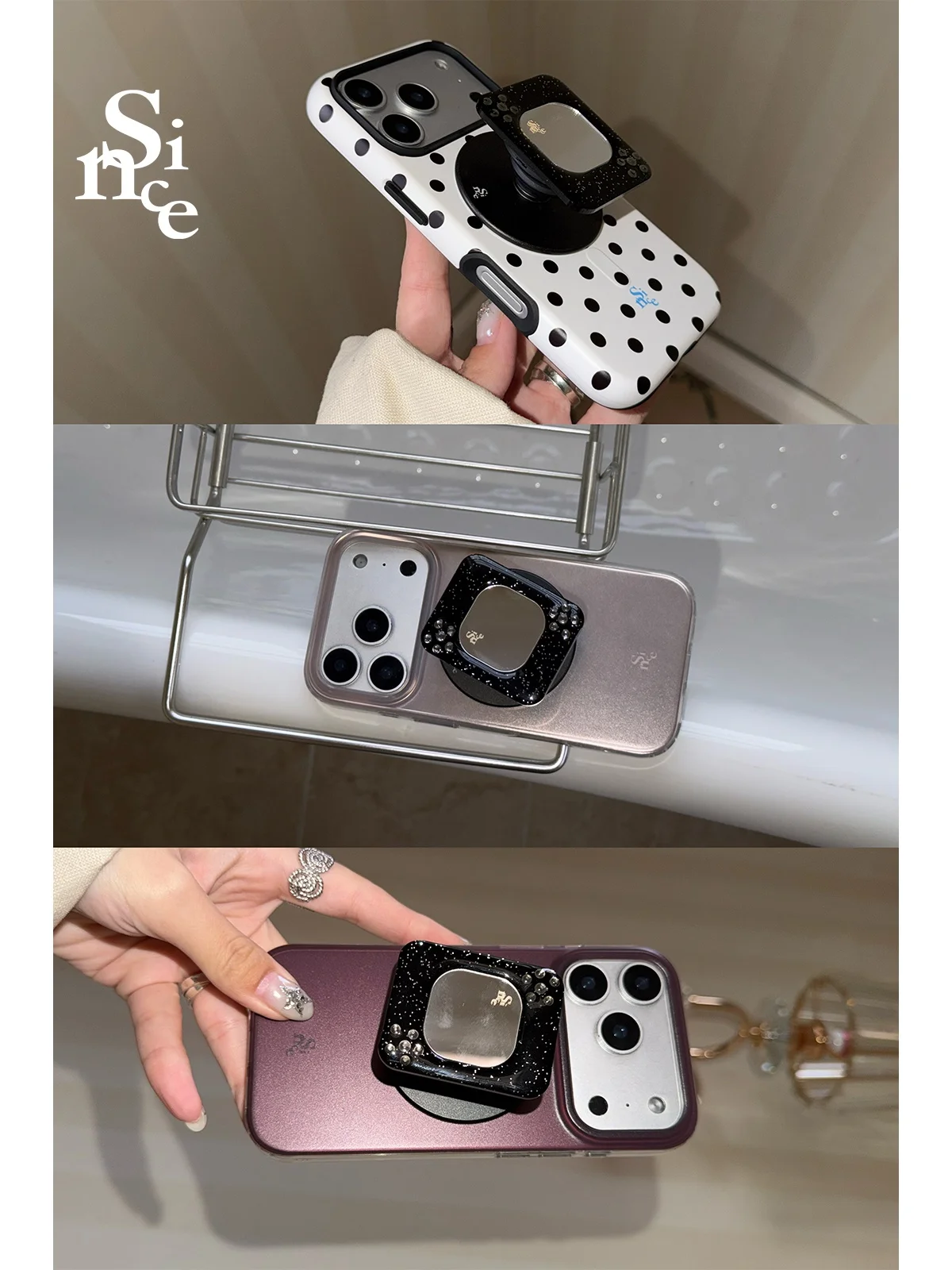 スマホケース シンプル かっこいい って何が大切？ヴィンテージ風ラメ入りミラー付きマグネットケースが答えをくれる