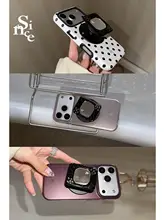 スマホケース ヴィンテージ ラインストーン ラメ加工 ミラー付き マグネット式 リングスタンド付き