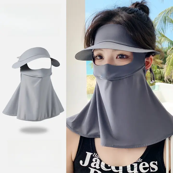 夏用アイスシルク日焼け防止フェイスマスク【ネックガード一体型・全顔覆い・紫外線防止】
