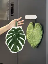 吸水性に優れた珊瑚绒のキッチン用タオル【掛け式・大葉デザイン】