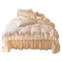 プリンセスデザインのコットンサテン寝具セット【レース付き・全棉・花柄】（セットアップ対応）