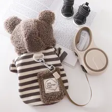 犬の服 子犬 冬の衣装 厚手 フード付き リード付き 保温
