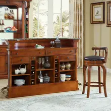 アメリカンスタイルの無垢材バー台テーブル【家庭用・オープン収納・カウンター兼用】