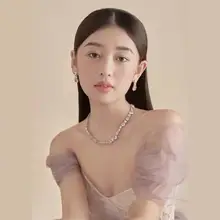 甘美なピンクのロマンティック宝石ネックレス＆イヤリング【フォーマルドレス用・ブライダルアクセサリー】（セットアップ対応）