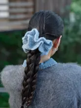 全手作のフレンチドーナツ風ヘアアクセサリー【シルクカシミヤ・大きめサイズ】（セットアップ対応）