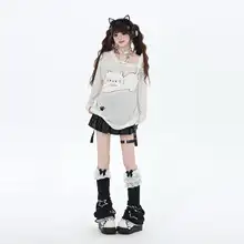 crazygirl 肩出しデザイン薄手長袖カットソー【フリーサイズ・春用・防紫外線】