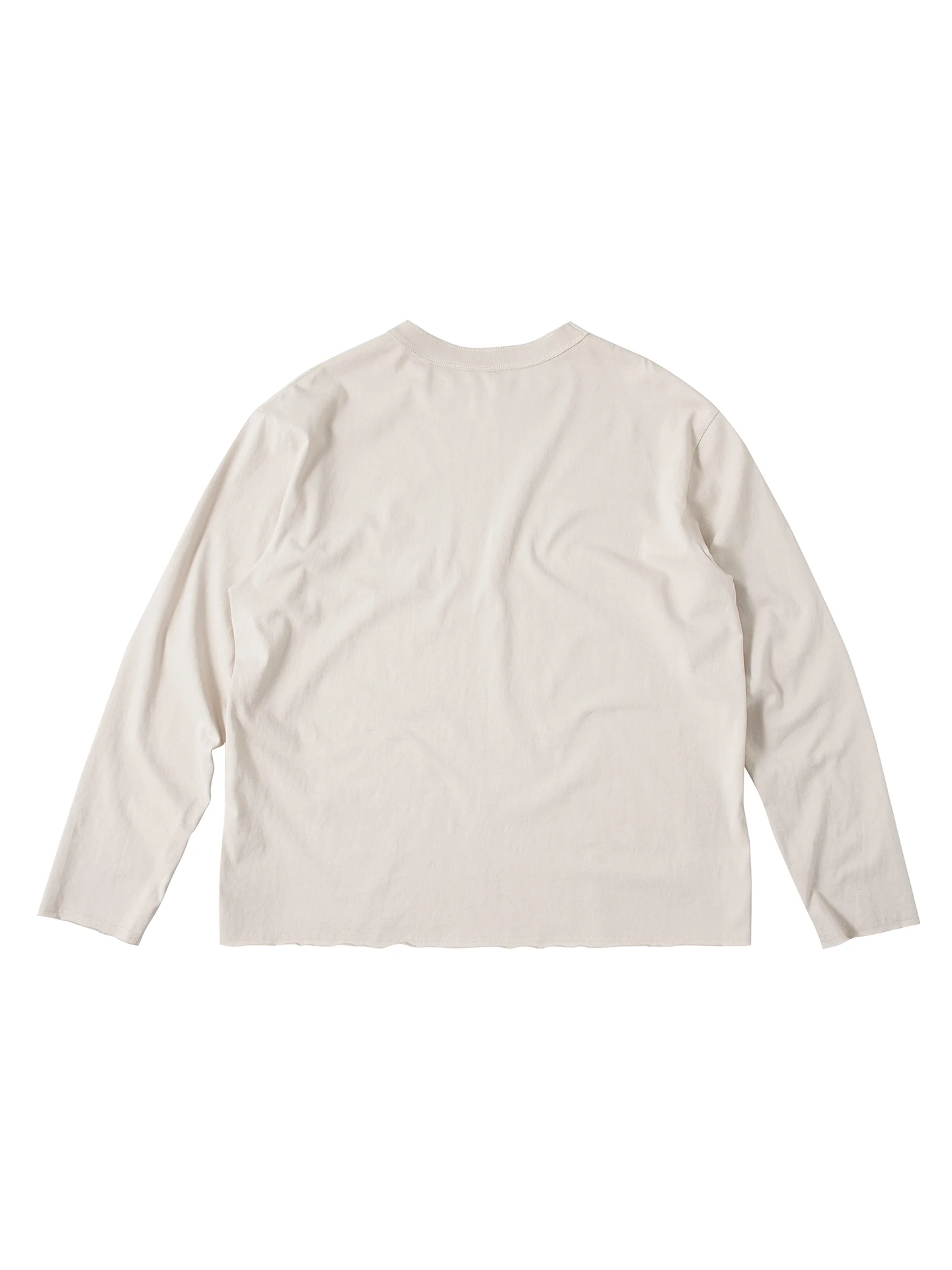 長袖Tシャツ：快適な着心地のコットンTシャツ【丸襟・ベージュ】