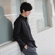 長袖ワイシャツ メンズ 学生服 カレッジ風 ブラック ビジネス 通学