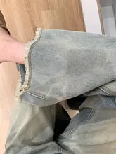 小柄デザインの高見えストレートデニムパンツ【フリンジ・夏用・薄手】