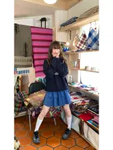 春夏用の高腰チェック柄Aラインスカート【ダブルレイヤー・ショート丈・女性用】