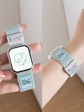 Apple Watch用 バンド レディース ナイロン織り ビビッドカラー グラフィック柄 マグネット式 夏 おしゃれ 上品