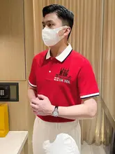 スタイリッシュなカラー切替ポロシャツ【刺繍入り・フィット感・夏用】（セットアップ対応）