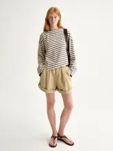 復古風 ハイウエストAラインショートパンツ【フィット・折り返し可】（セットアップ対応）
