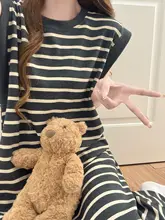 夏用ストライプ柄ノースリーブマタニティワンピース【仕様・インナーとしても使用可能】（セットアップ対応）