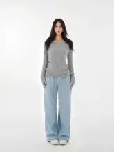 カラフルな裏起毛パンツ【低腰・ストレートタイプ・抽绳付き】