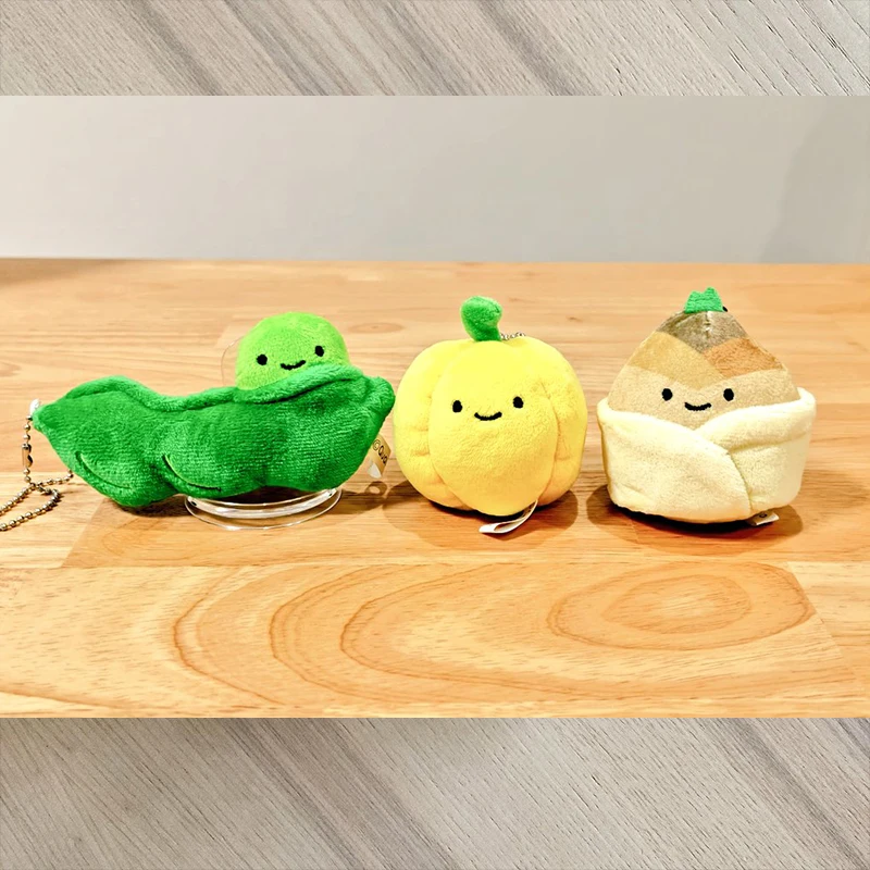 野菜デザインのぬいぐるみキーホルダー：ラディッシュ・カボチャ・キュウリ・エダマメの実用性と素材特性