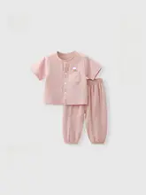 赤ちゃん用 半袖トップスとロングパンツ【薄手・綿100％・夏用】（セットアップ対応）