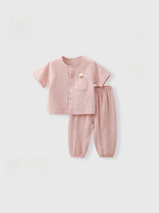 赤ちゃん用 半袖トップスとロングパンツ【薄手・綿100％・夏用】（セットアップ対応）